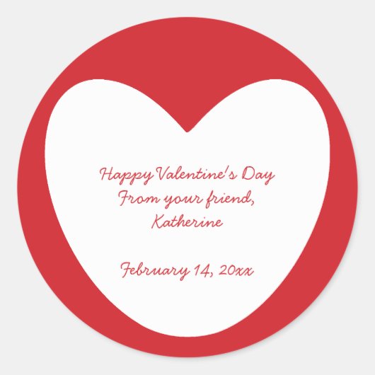 Niedliches, weißes Herz Valentinstag Klassenzimmer Runder Aufkleber (Vorderseite)