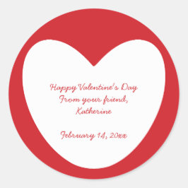 Niedliches, weißes Herz Valentinstag Klassenzimmer Runder Aufkleber