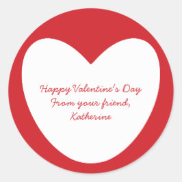 Niedliches, weißes Herz Valentinstag Klassenzimmer Runder Aufkleber