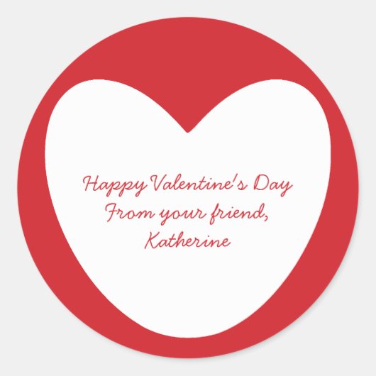 Niedliches, weißes Herz Valentinstag Klassenzimmer Runder Aufkleber (Vorderseite)