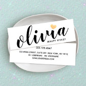 Niedliches Weißes Herzkalligrafie Schönheit Stylis Mini Visitenkarte