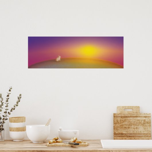 Niedliches Weißes Kaninchen auf Grassy Hill bei So Poster (Küche)