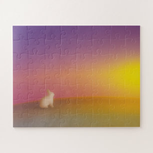 Niedliches Weißes Kaninchen auf Grassy Hill bei So Puzzle