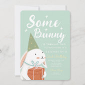 Niedliches Weißes Kaninchen Einige Sonne wird 2 Ta Einladung (Vorderseite)