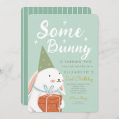 Niedliches Weißes Kaninchen Einige Sonne wird zum Einladung (Vorne/Hinten)