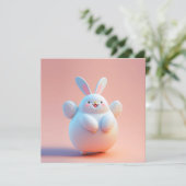 Niedliches weißes Kaninchen mit Flügeln (Stehend Vorderseite)