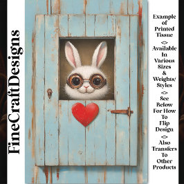 Niedliches Weißes Kaninchen und Rotes Liebe Herz B Seidenpapier