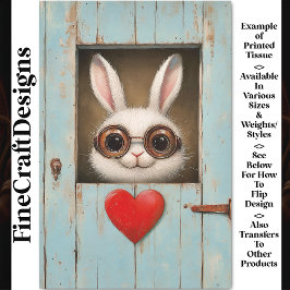 Niedliches Weißes Kaninchen und Rotes Liebe Herzst Seidenpapier