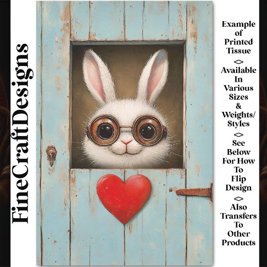 Niedliches Weißes Kaninchen und Rotes Liebe Herzst Seidenpapier