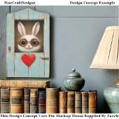 Niedliches Weißes Kaninchen und Rotes Liebe Herzst Seidenpapier