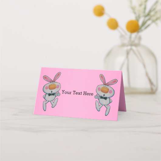 Niedliches Weißes Kaninchen wirbelt die Krawatte a Platzkarte (Rückseite)