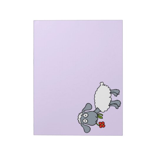 Niedliches Weißes Lamm mit roter Blume Notizblock (Rotiert)