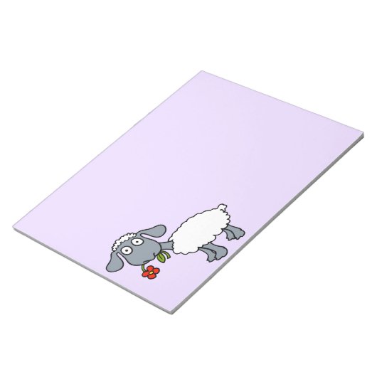 Niedliches Weißes Lamm mit roter Blume Notizblock (angewinkelt)