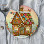 Niedliches, weißes Lebkuchenhaus Button (Beispiel)