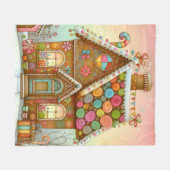 Niedliches, weißes Lebkuchenhaus Fleecedecke (Vorderseite (Horizontal))