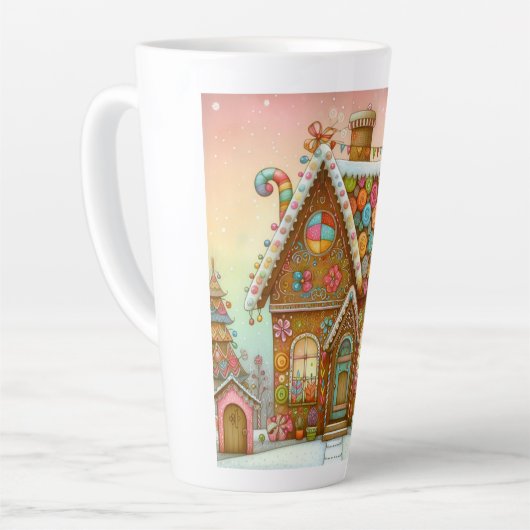 Niedliches, weißes Lebkuchenhaus Milchtasse (Linke Ecke)