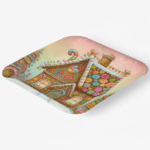 Niedliches, weißes Lebkuchenhaus Pappteller (Gewinkelt)