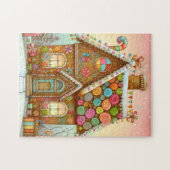 Niedliches, weißes Lebkuchenhaus Puzzle (Horizontal)