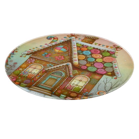 Niedliches, weißes Lebkuchenhaus Schneidebrett (Ecke)