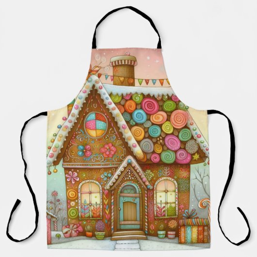 Niedliches, weißes Lebkuchenhaus Schürze (Vorderseite)