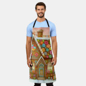 Niedliches, weißes Lebkuchenhaus Schürze (Getragen)