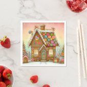 Niedliches, weißes Lebkuchenhaus Serviette (Beispiel)
