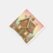 Niedliches, weißes Lebkuchenhaus Serviette (Ecke)