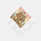 Niedliches, weißes Lebkuchenhaus Serviette (Ecke)