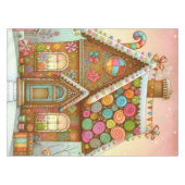 Niedliches, weißes Lebkuchenhaus Tischdecke (Vorderseite (Horizontal))