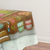 Niedliches, weißes Lebkuchenhaus Tischdecke (Beispiel)