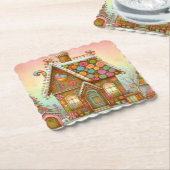 Niedliches, weißes Lebkuchenhaus Untersetzer (angewinkelt)