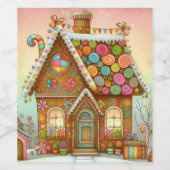 Niedliches, weißes Lebkuchenhaus Weinetikett (Einzelnes Label)