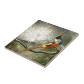 Niedliches weißes Pfaupaar-Fasan partying Fliese (Seite)