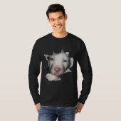 Niedliches weißes Pitbulglück im Inneren T-Shirt (Vorne ganz)