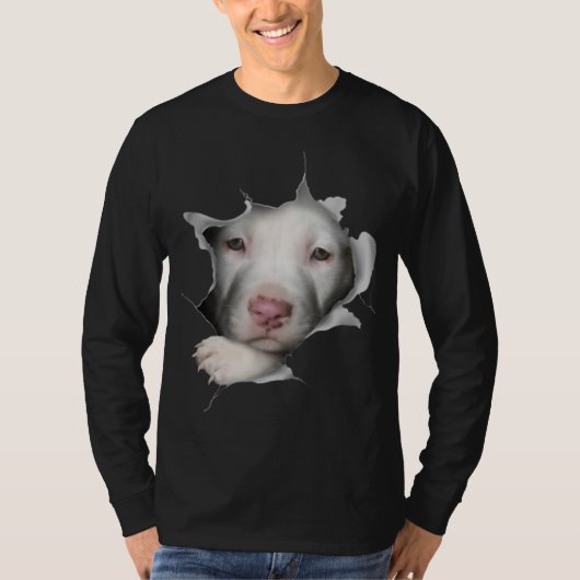 Niedliches weißes Pitbulglück im Inneren T-Shirt (Vorderseite)
