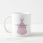 Niedliches weißes, rosa Brautjungfrau Hochzeitskle Kaffeetasse (Links)