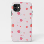 Niedliches weißes rosa und rotes Erdbeermonogramm Case-Mate iPhone Hülle (Rückseite)