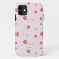 Niedliches weißes rosa und rotes Erdbeermonogramm