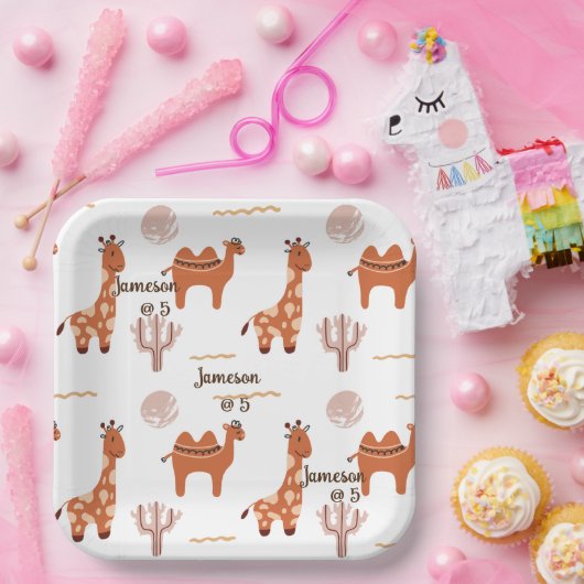 Niedliches weißes Spielzeug Tier Cactus Camel Llam Pappteller (Party)