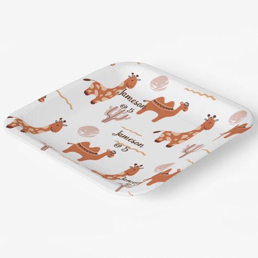 Niedliches weißes Spielzeug Tier Cactus Camel Llam Pappteller (Gewinkelt)