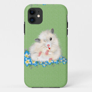Niedliches weißes syrisches Hamsterzubehör, grüne Case-Mate iPhone Hülle