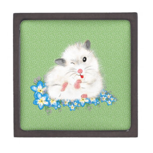 Niedliches weißes syrisches Hamsterzubehör, grüne  Kiste