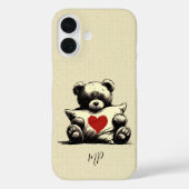 Niedliches weißes Teddybären-Hug-Kissenherz-Monogr Case-Mate iPhone Hülle (Rückseite)