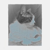 Niedliches weißes und graues Katzen-Profil-Bild Fleecedecke (Vorderseite)