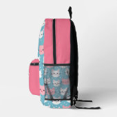 Niedliches weißes und rosa Katzenmuster - Backpack Bedruckter Rucksack (Rechts)