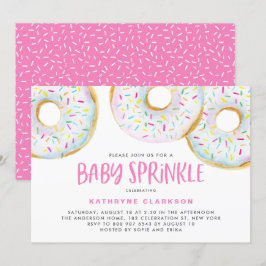 Niedliches Weißes Wasser Donuts Girl Baby Sprinkle Einladung