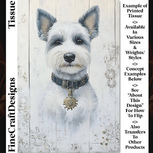 Niedliches weißes Westie-Hund-Welpenportrait CX1-D Seidenpapier