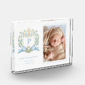 Niedliches Welpe Blue Ribbon-Wappen | Baby Boy Wal Fotoblock (Links)