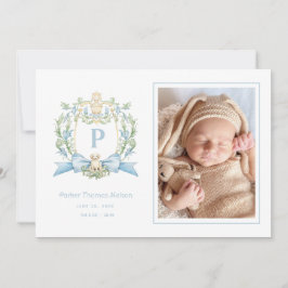 Niedliches Welpe Blue Ribbon-Wappen | Baby Jungen Ankündigung