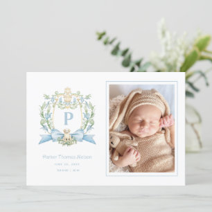 Niedliches Welpe Blue Ribbon-Wappen Baby Jungen Ankündigung